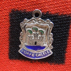 Enamel Sterling Corfe Castle Charm England Travel Shield Crest Silver Charm for Bracelet from Charmhuntress 06584