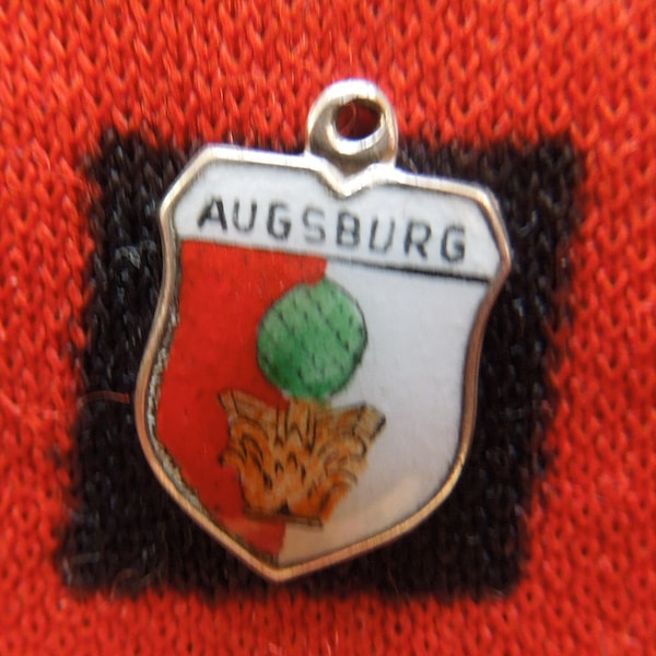 Enamel Silver Augsburg Charm Bavaria Germany Travel Shield/Crest 800 Silver Charm for Bracelet from Charmhuntress 05216