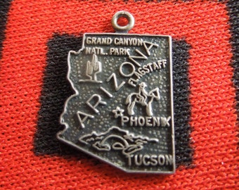 State of Arizona Charm Arizona State Map Sterling Silver Charm for Bracelet from Charmhuntress 07306