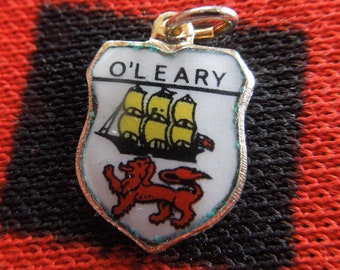 Enamel O'Leary Charm O'Leary Last Name Family Crest Shield Silver Plate Charm for Bracelet from Charmhuntress 07244