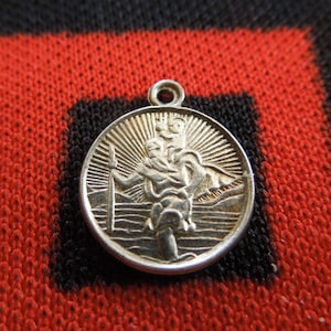 Silver St Christopher Charm Tiny Religious Saint Christopher Silver Charm for Bracelet from Charmhuntress 05551