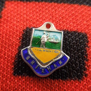 Enamel Silver Brixham Charm England Travel Shield Crest Silver Charm for Bracelet from Charmhuntress 04823