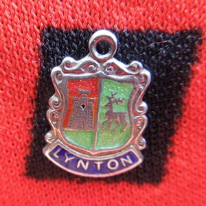 Enamel Silver Lynton Charm England Travel Shield Crest Silver Charm for Bracelet from Charmhuntress 04735