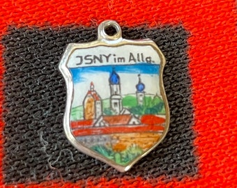 Enamel Isny im Allg Charm Scenic Germany Travel Shield Silver Plated Charm for Bracelet from Charmhuntress 08108