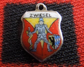 Enamel Silver Zwiesel Charm Coat of Arms Bavaria Germany 800 Silver Travel Shield Charm for Bracelet from Charmhuntress 07369