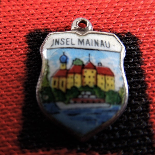 Enamel Silver Insel Mainau Charm Mainau Island Germany Scenic Travel Shield 800 Silver Charm for Bracelet from Charmhuntress 06100