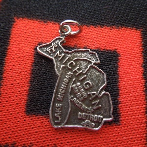 State of Michigan Charm Michigan State Map Sterling Silver Charm for Bracelet from Charmhuntress 07064