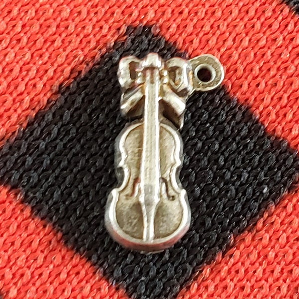 Sterling Bass Fiddle Charm Figural Bass Fiddle Sterling Silver Charm for Bracelet from Charmhuntress 06040