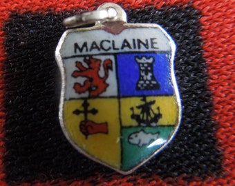 Enamel Maclaine Charm Maclaine Last Name Family Crest Shield Silver Plate Charm for Bracelet from Charmhuntress 07330