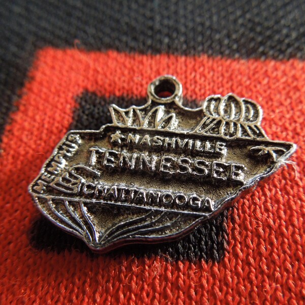 State of Tennessee Charm Silver Tone Tennessee Map Charm for Bracelet from Charmhuntress 05058