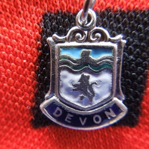 Enamel Silver Devon Charm England Travel Shield Crest Silver Charm for Bracelet from Charmhuntress 04913