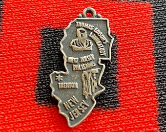 Sterling New Jersey Charm New Jersey State Map Silver Charm for Bracelet from Charmhuntress 08098