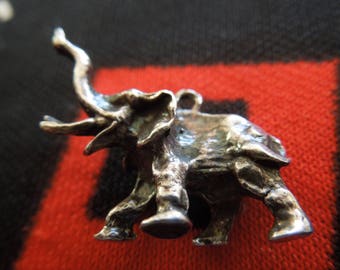 Sterling Elephant Charm Figural Lucky Elephant With Raised Trunk Sterling Silver Charm  for Bracelet from Charmhuntress 05133