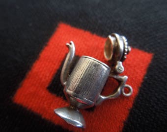 Opening Sterling Coffee Pot Charm Fancy Coffee Pot With Hinged Top Sterling Silver Charm for Bracelet from Charmhuntress 05152