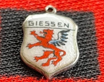 Enamel Sterling Giessen Charm  Germany Enamel Travel Shield Sterling Silver Charm for Bracelet from Charmhuntress 07937