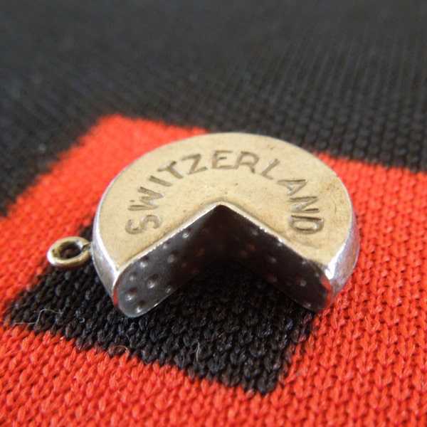 Vintage Switzerland Swiss Cheese Wheel Silver Charm for Bracelet from Charmhuntress 02488