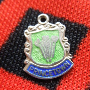 Enamel Silver Princetown Charm England Travel Shield Crest Silver Charm for Bracelet from Charmhuntress 02268