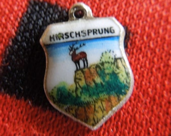 Enamel Silver Hirschsprung Charm Europe Scenic Travel Shield 800 Silver Charm for Bracelet from Charmhuntress 03661