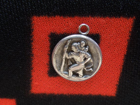 Silver St Christopher Charm Religious St Christop… - image 2
