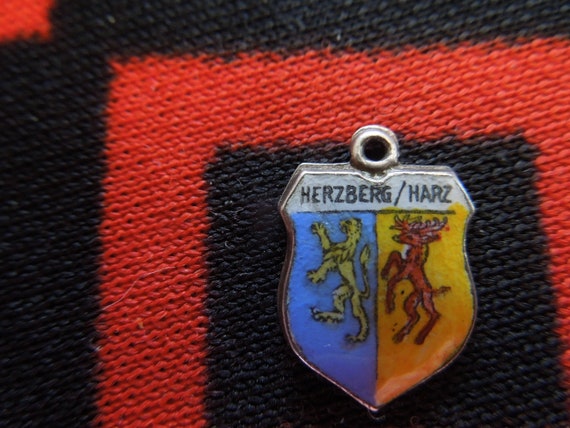 Enamel Silver Herzberg/Harz Charm Coat of Arms Ge… - image 2