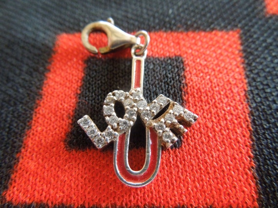 Enamel Sterling "Love" Charm Sterling Silver Gem Set Love Charm for Bracelet from Charmhuntress 03970