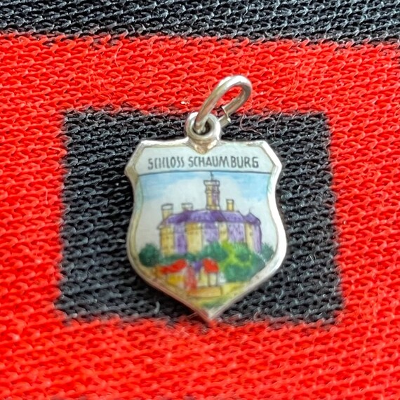 Enamel Silver Schloss Schaumburg Charm Schaumburg Castle Germany Scenic Travel Shield 800 Silver Charm for Bracelet from Charmhuntres 07956