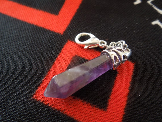 Vintage Large Purple Stone Fob Charm Or Pendant O… - image 5