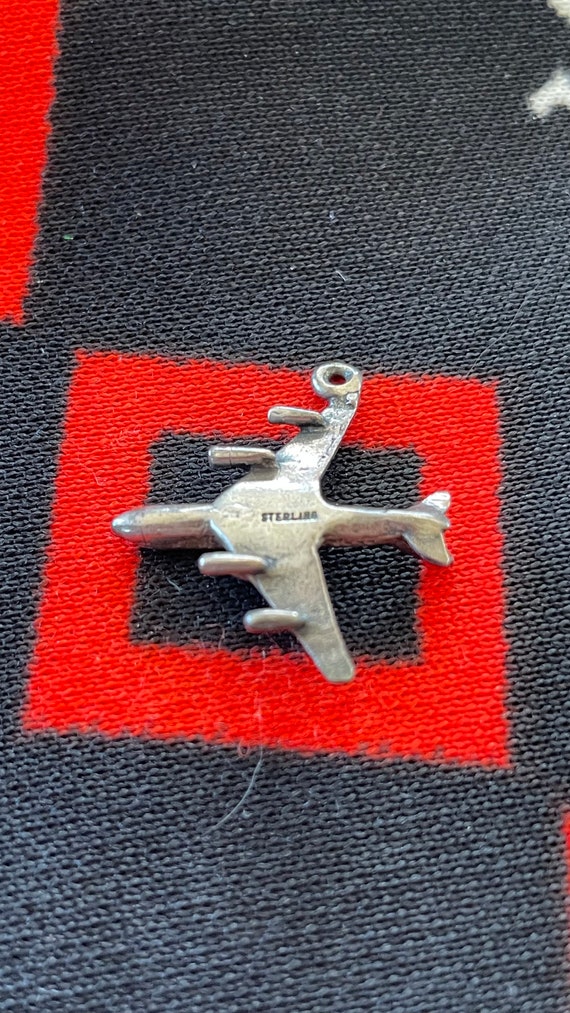 Sterling Airplane Charm Figural Jet Airplane Silv… - image 4