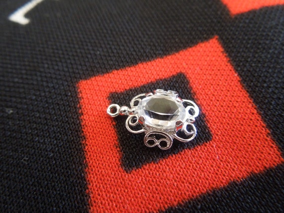 Scrollwork Sterling Charm With Clear Stone Silver… - image 3