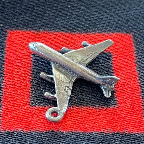 Sterling Airplane Charm Figural Jet Airplane Silv… - image 2