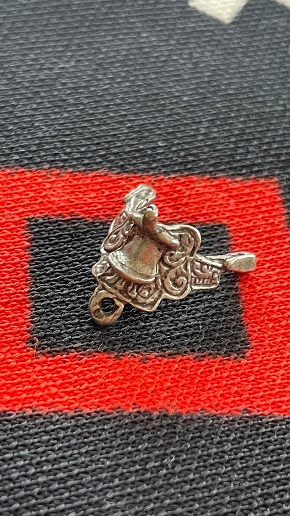 Sterling Saddle Charm Ornate Western Cowboy Horse 