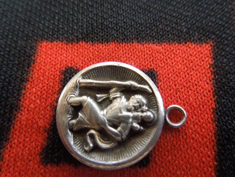 Silver St Christopher Charm Religious St Christopher Sterling Silver Charm for Bracelet from Charmhuntress 05110 image 3