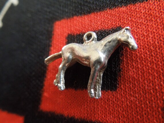 Silver Horse Charm Vintage Standing Horse Sterlin… - image 6