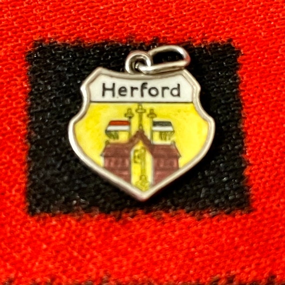 Enamel Silver Herford Charm Herford Coat of Arms Germany Travel Shield 835 Silver Charm for Bracelet from Charmhuntress 08133