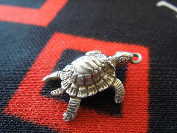 Exceptional Solid Cast Turtle Charm Sterling Silv… - image 1