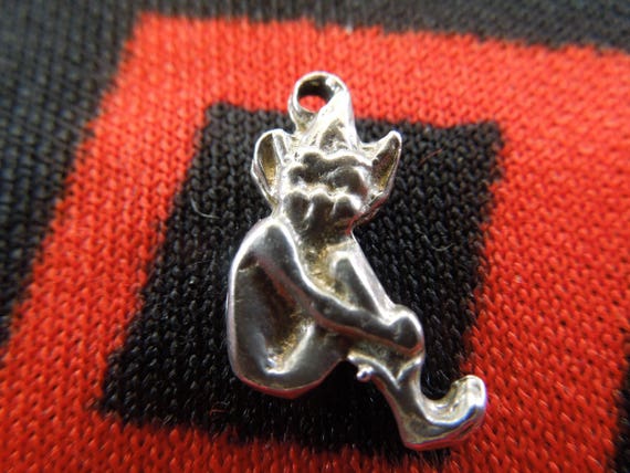 Sterling Pixie Charm Vintage Elf Pixie Sterling S… - image 1