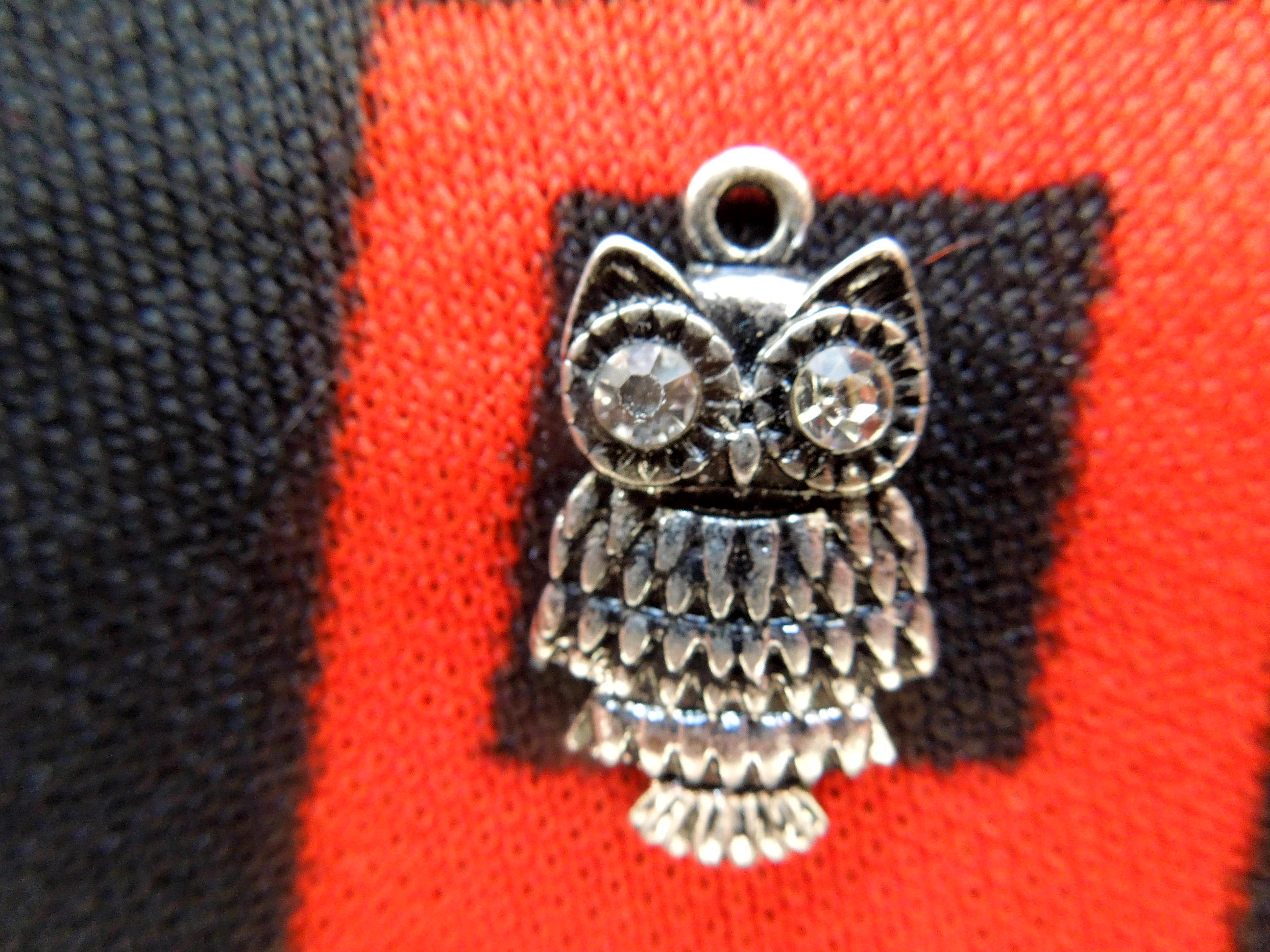 Vintage Owl With Gem Set Eyes Wise Old Owl Silver Tone Charm for Bracelet from Charmhuntress 04665