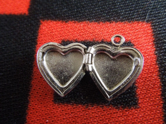 Sterling Opening Locket Charm Heart Shaped Etched… - image 2