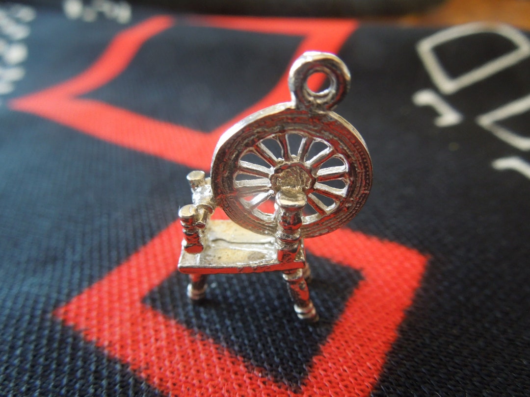 Sterling Spinning Wheel Charm Vintage Spinning Wheel Sterling Etsy