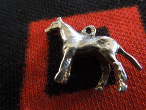 Silver Horse Charm Vintage Standing Horse Sterlin… - image 3