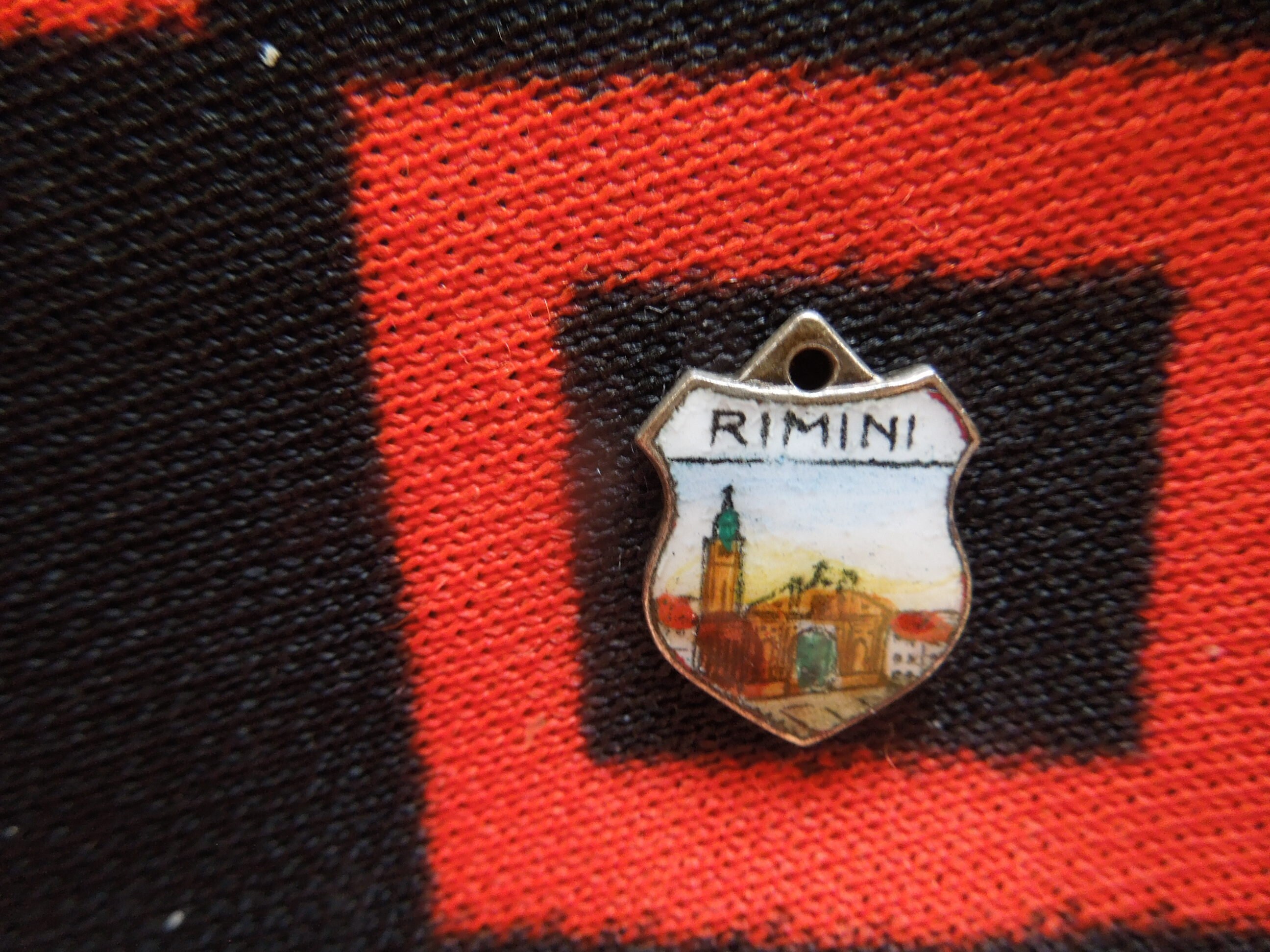 Silver Enamel Torbole Charm Italy Scenic Travel Shield Sterling Silver Charm for Bracelet from Charmhuntress 05345