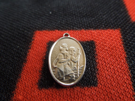 Silver St Christopher Charm Religious St Christop… - image 1