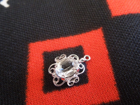 Scrollwork Sterling Charm With Clear Stone Silver… - image 2