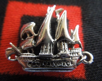 Sterling Ship Charm Vintage Heavy San Salvadore Galleon Sailing Ship Sterling Silver Charm for Bracelet from Charmhuntress 07370