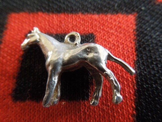 Silver Horse Charm Vintage Standing Horse Sterlin… - image 5