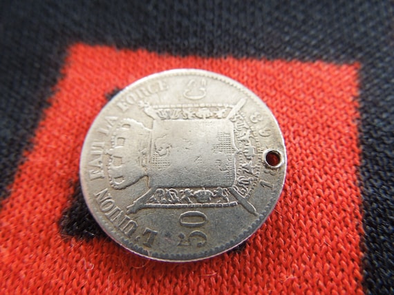 1868 Belgium 50 Centimes Coin Charm Leopold II Si… - image 7