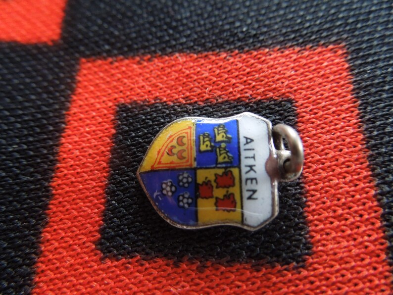 Enamel Aitken Charm Aitken Last Name Family Crest Shield Etsy