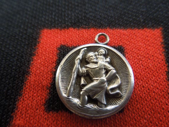 Silver St Christopher Charm Religious St Christop… - image 1
