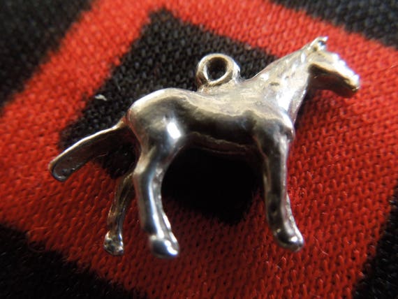 Silver Horse Charm Vintage Standing Horse Sterlin… - image 1