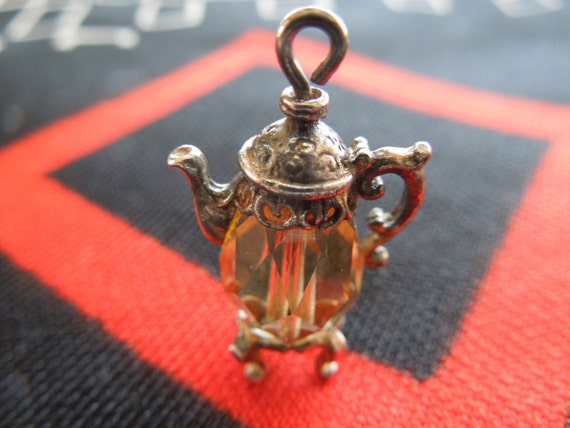 Nuvo Gem Set Sterling Coffee Pot Charm Vintage Te… - image 1